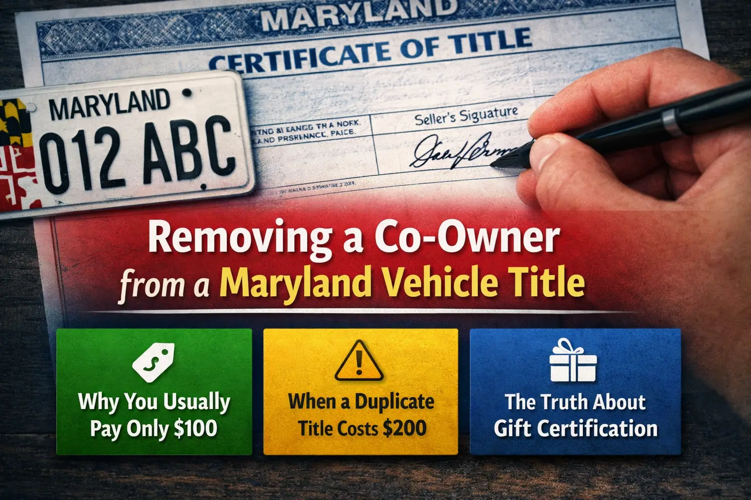 remove-co-owner-maryland-vehicle-title-guide - marylandexpressservices.com Removing a co-owner from a Maryland vehicle title with proper signatures and forms.