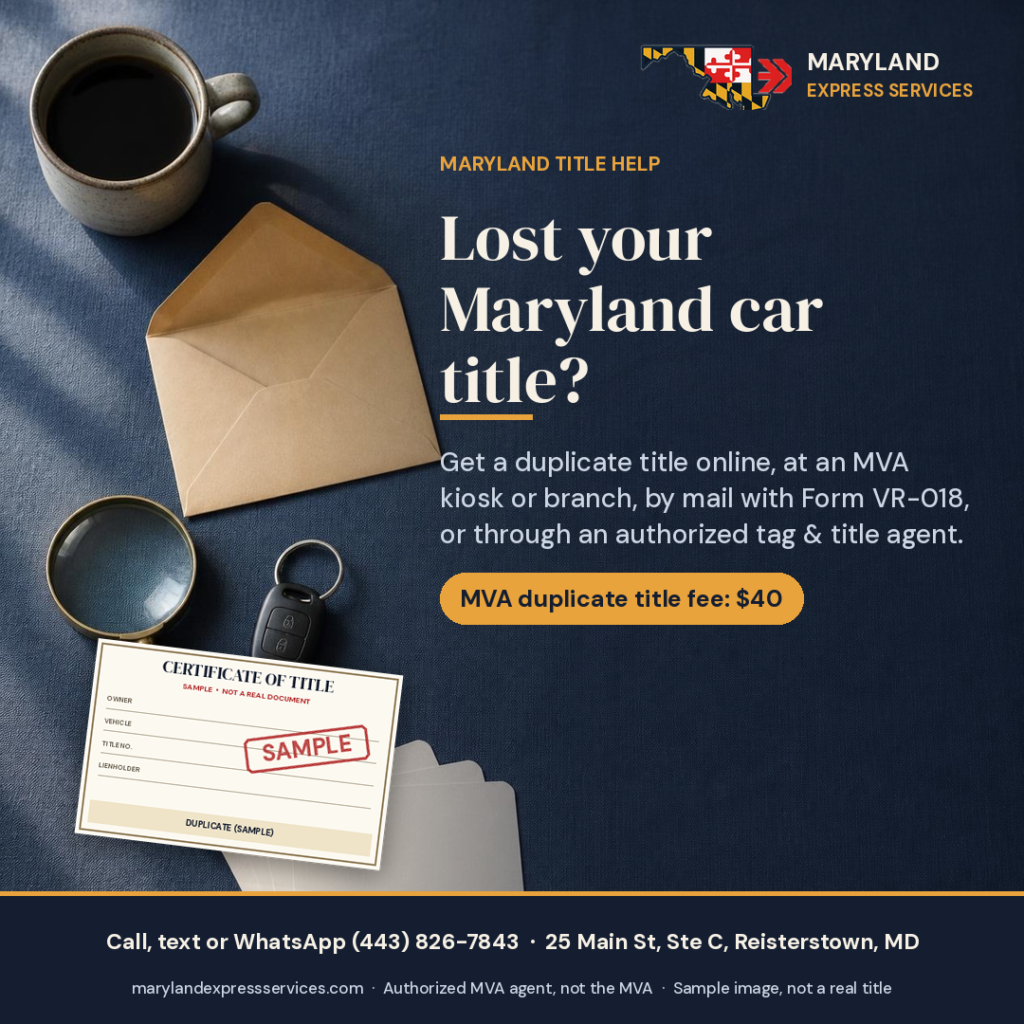 How to get a duplicate car title in Maryland