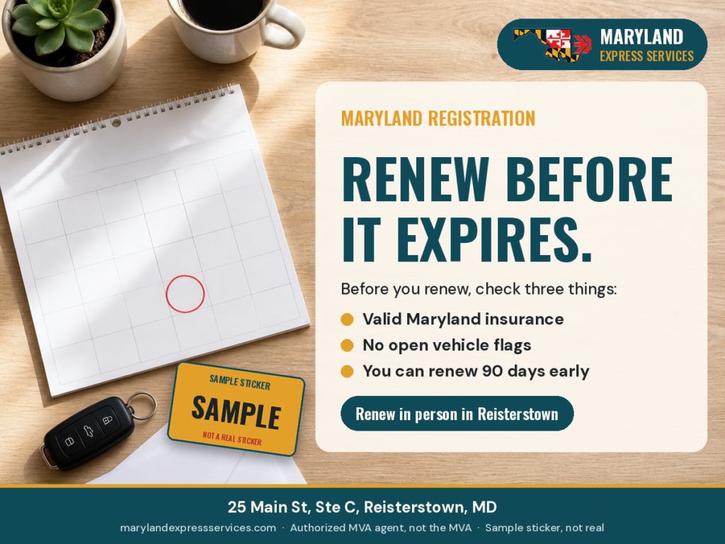Maryland registration renewal guide, Reisterstown