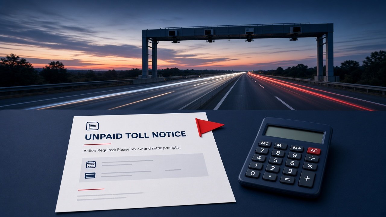 Maryland toll flag and unpaid toll notice